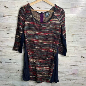Maeve Anthropologie tweed dress  blue red size medium